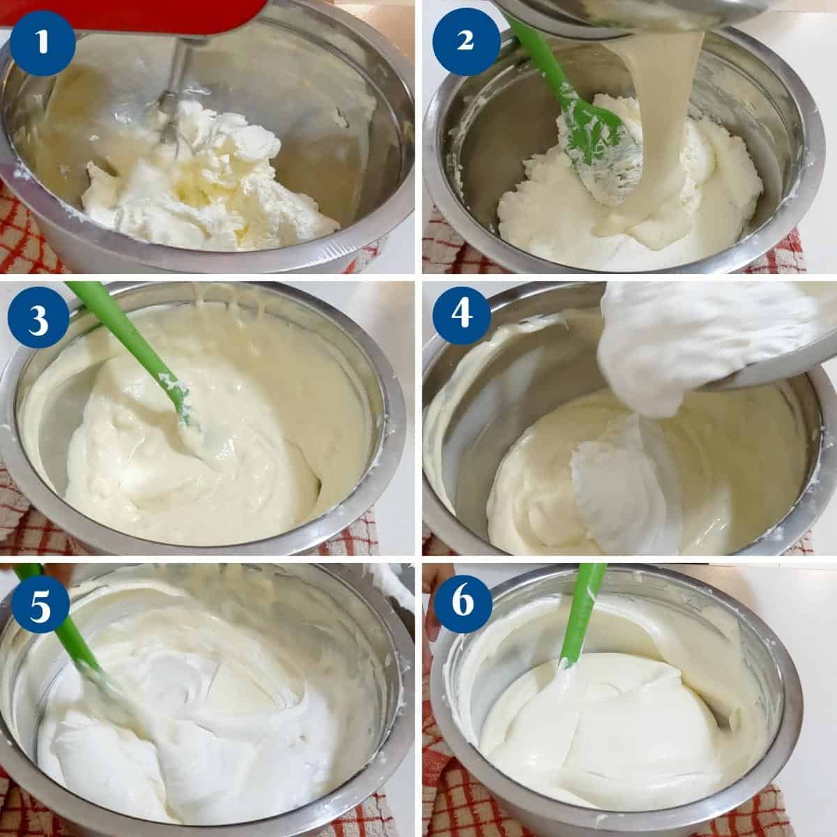 Progress pictures making the mascarpone cream.