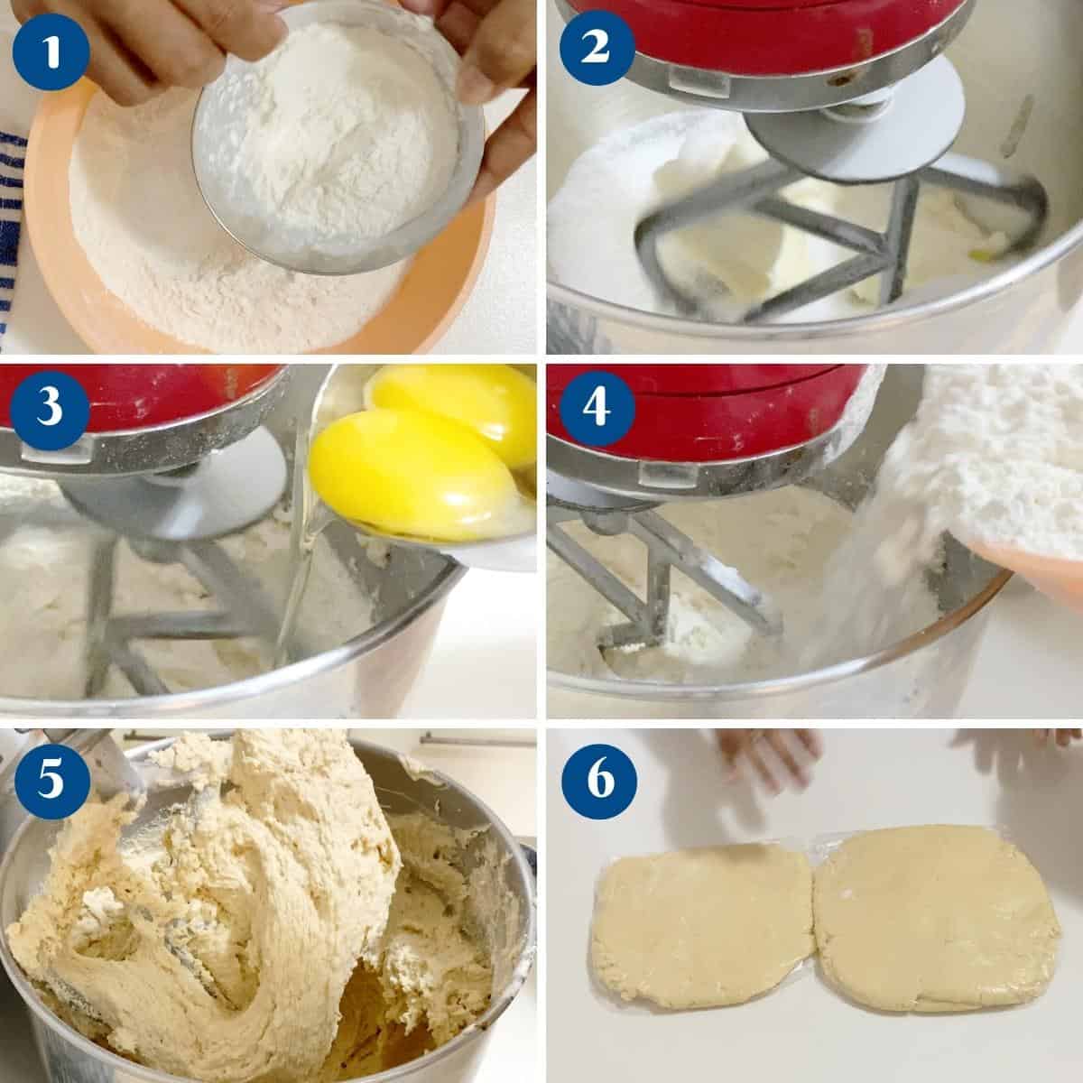 Progress pictures making linzer cookie dough.