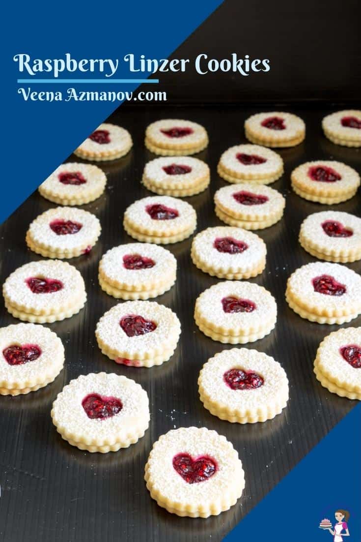 Pinterest image for raspberry jam cookies
