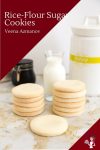 A stack of gluten-free sugar cookies on a table.