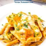 Pinterest image for chicken with pasta.