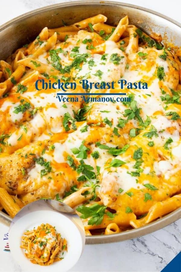 Pinterest image for pasta with chicken breast.