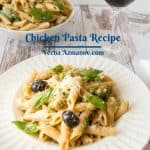 Pinterest image for chicken pasta recipe.