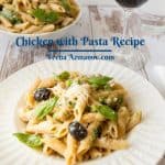 Pinterest image for chicken pasta recipe.