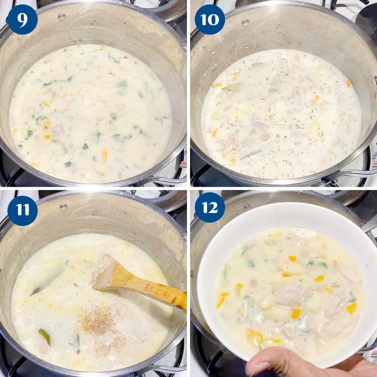 Progress pictures collage chicken pot pie soup