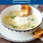 Pinterest image for soup in a bowl.