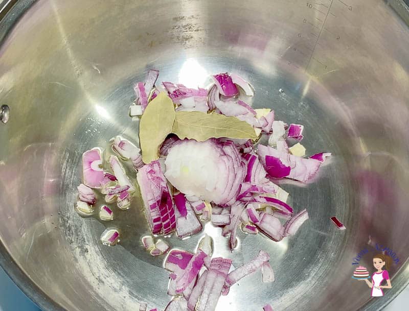 Saute onions and garlic in oil