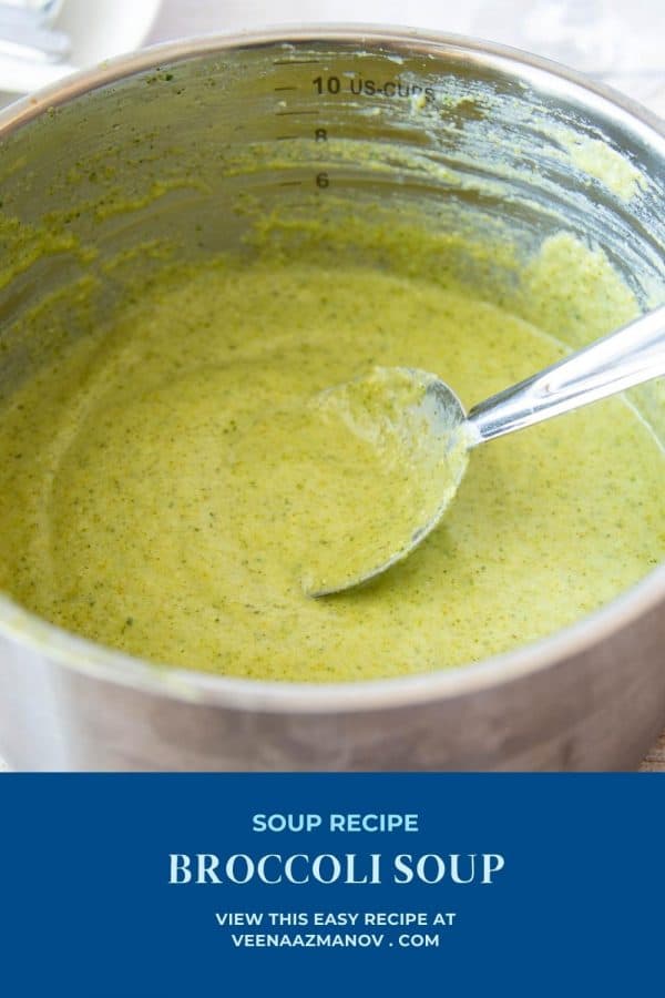Pinterest image for cream of soup with broccoli.