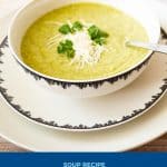 Pinterest image for cream of broccoli soup.
