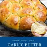 Pinterest image for dinner rolls with garlic herbs.