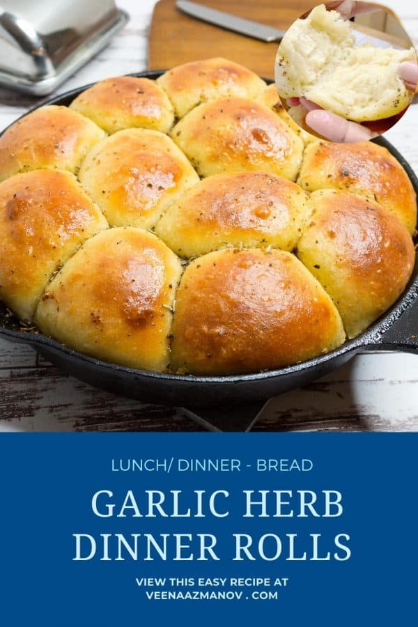 Pinterest image for garlic rolls.