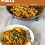 Pinterest image for Ground beef Pasta.