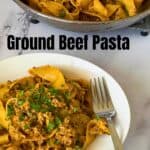 Pinterest image for Ground beef Pasta.