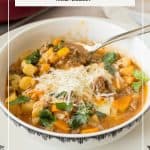 Pinterest image for beef soup.