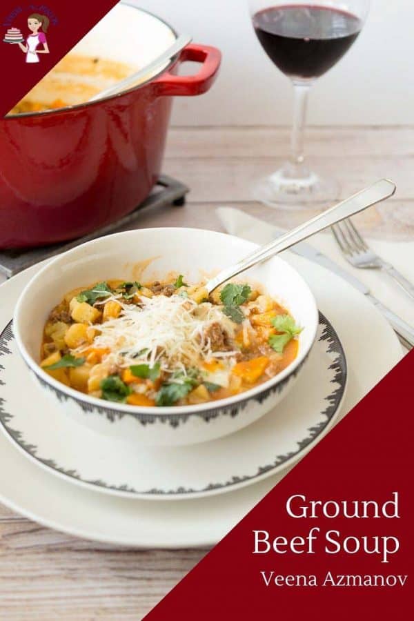 How to make a soup with ground beef and veggies