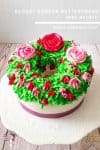 A cake decorated with flowers made with Korean buttercream frosting.