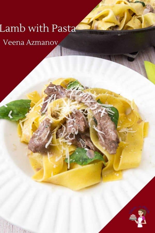 A of pappardelle pasta with lamb.