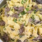 Pinterest optimized image for Lamb with pasta pappardelle.