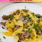 Pinterest optimized image for Lamb with pasta pappardelle.