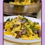 Pinterest optimized image for Lamb with pasta pappardelle.