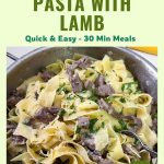 Pinterest optimized image for Lamb with pasta pappardelle.