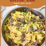Pinterest optimized image for Lamb with pasta pappardelle.