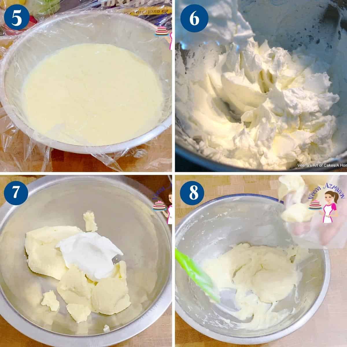 Progress pictures collage pastry cream for Mille-feuille.