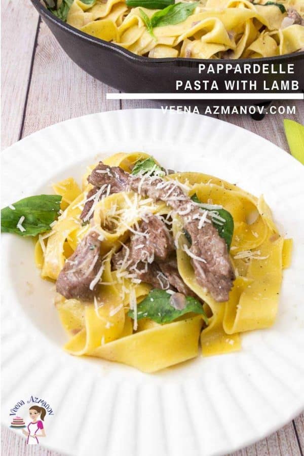 A of pappardelle pasta with lamb.