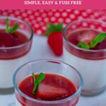 Pinterest image with Strawberry Panna Cotta.