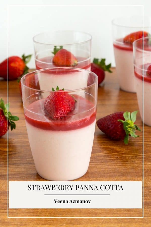 Pinterest image for panna cotta with strawberry.