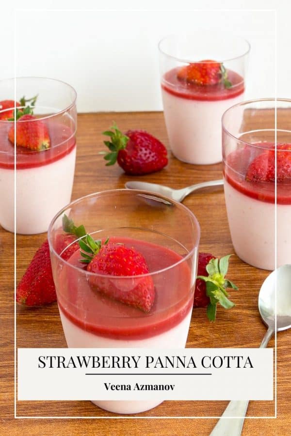 Pinterest image for panna cotta with strawberry.
