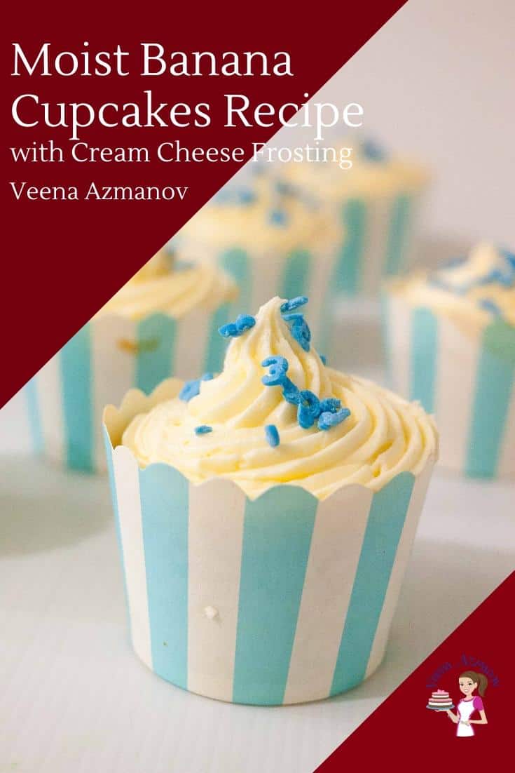 Best Moist Homemade Cupcakes made with Fresh Bananas and Cream Cheese Frosting