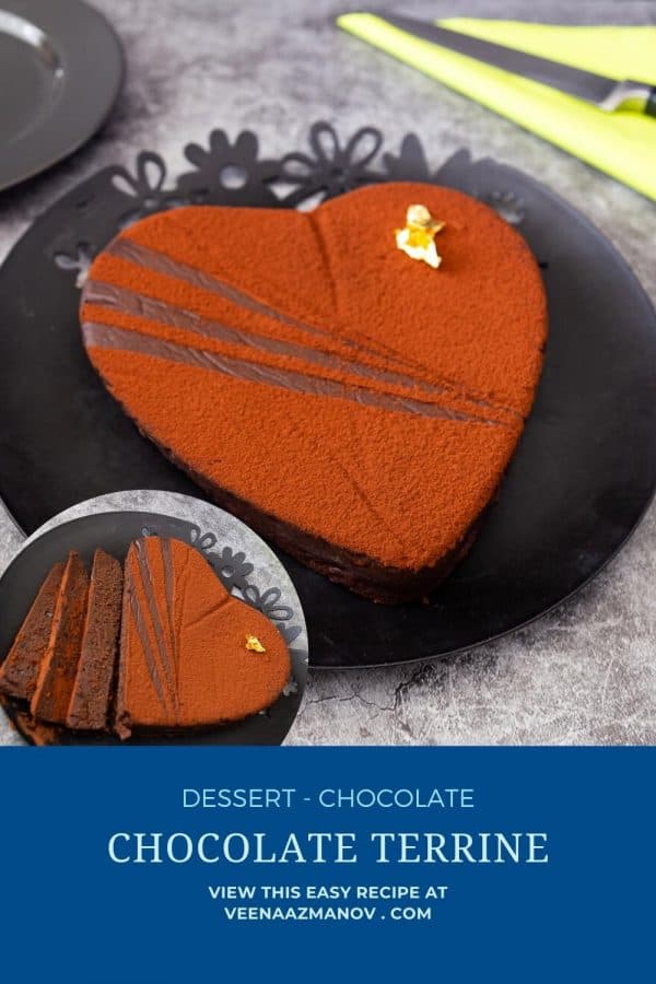 Pinterest image for terrine heart with chocolate.