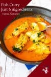 A skillet with fish curry.