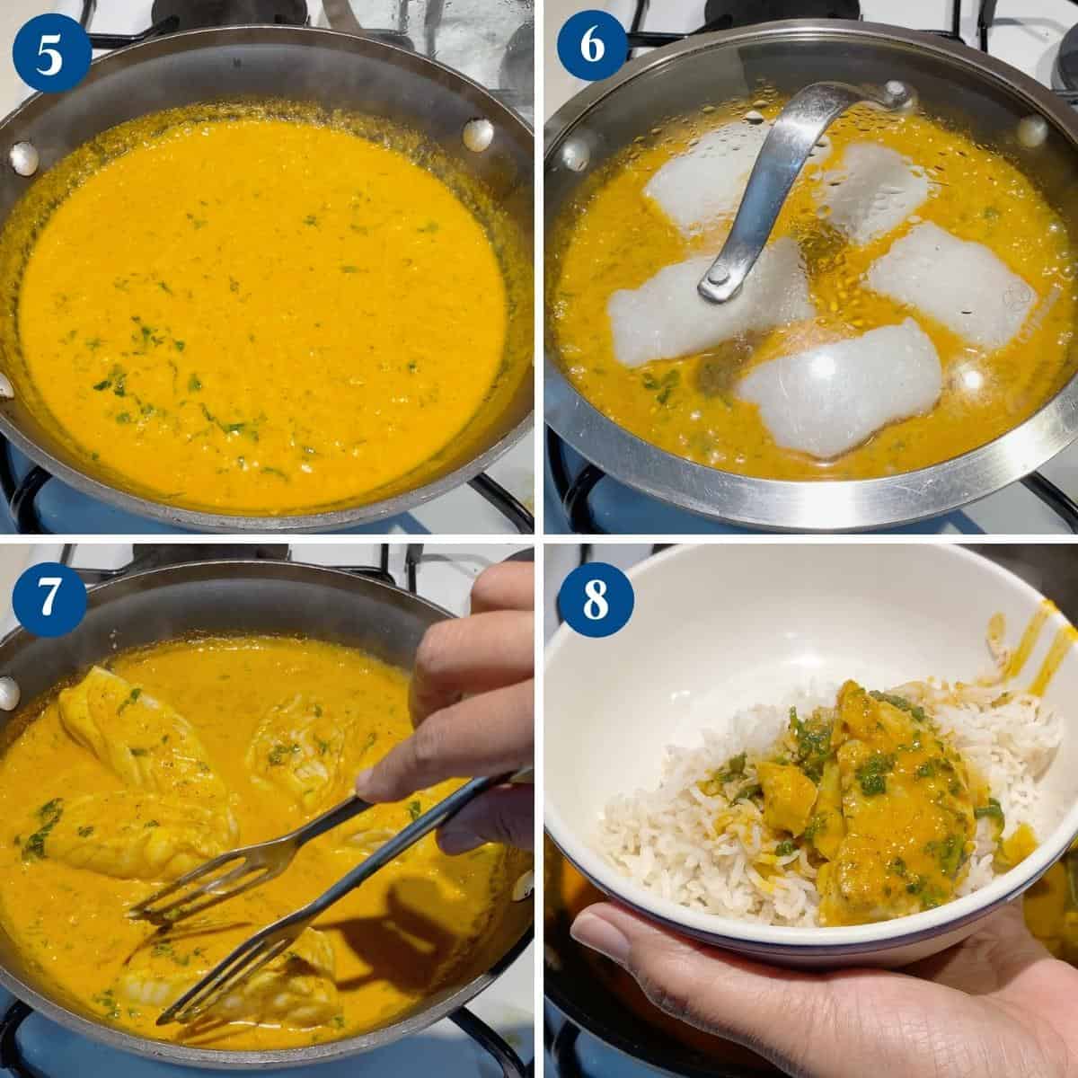Progress Pictures Collage for Fish Curry.