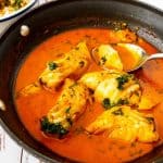Pinterest image for curry with fish.