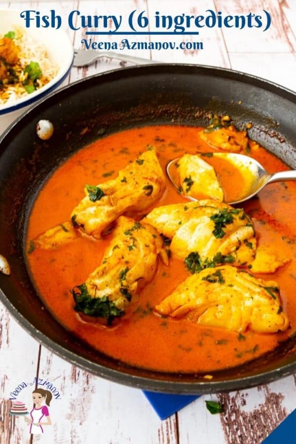 Pinterest image for curry with fish.