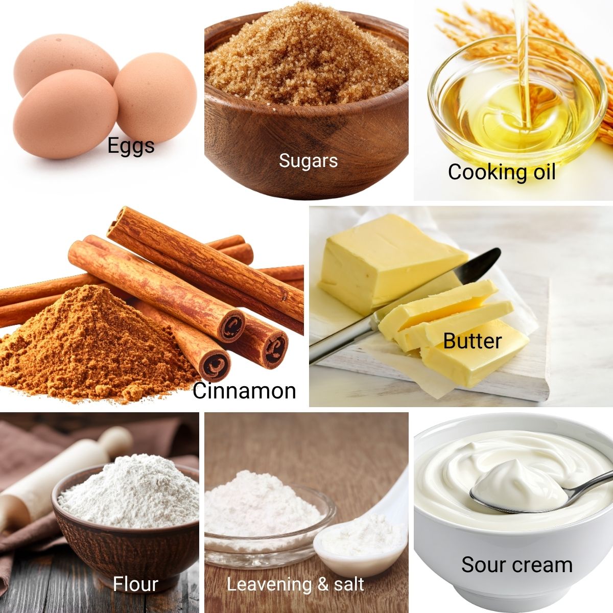 Ingredients for Sour Cream Coffee Cake Recipe.