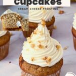 Pinterest image for Banana Cupcakes with Cream Cheese Frosting.