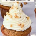 Pinterest image for Banana Cupcakes with Cream Cheese Frosting.