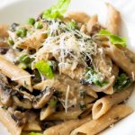 Pinterest image for pasta with mushrooms.