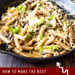 Pinterest image for pasta with mushrooms.