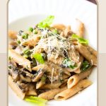 Pinterest image for pasta with mushrooms.