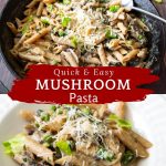Pinterest image for pasta with mushrooms.