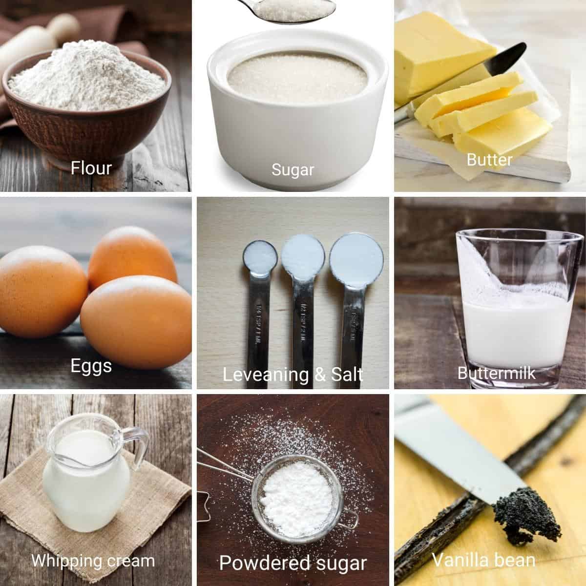 Ingredients shot collage - Vanilla cake.