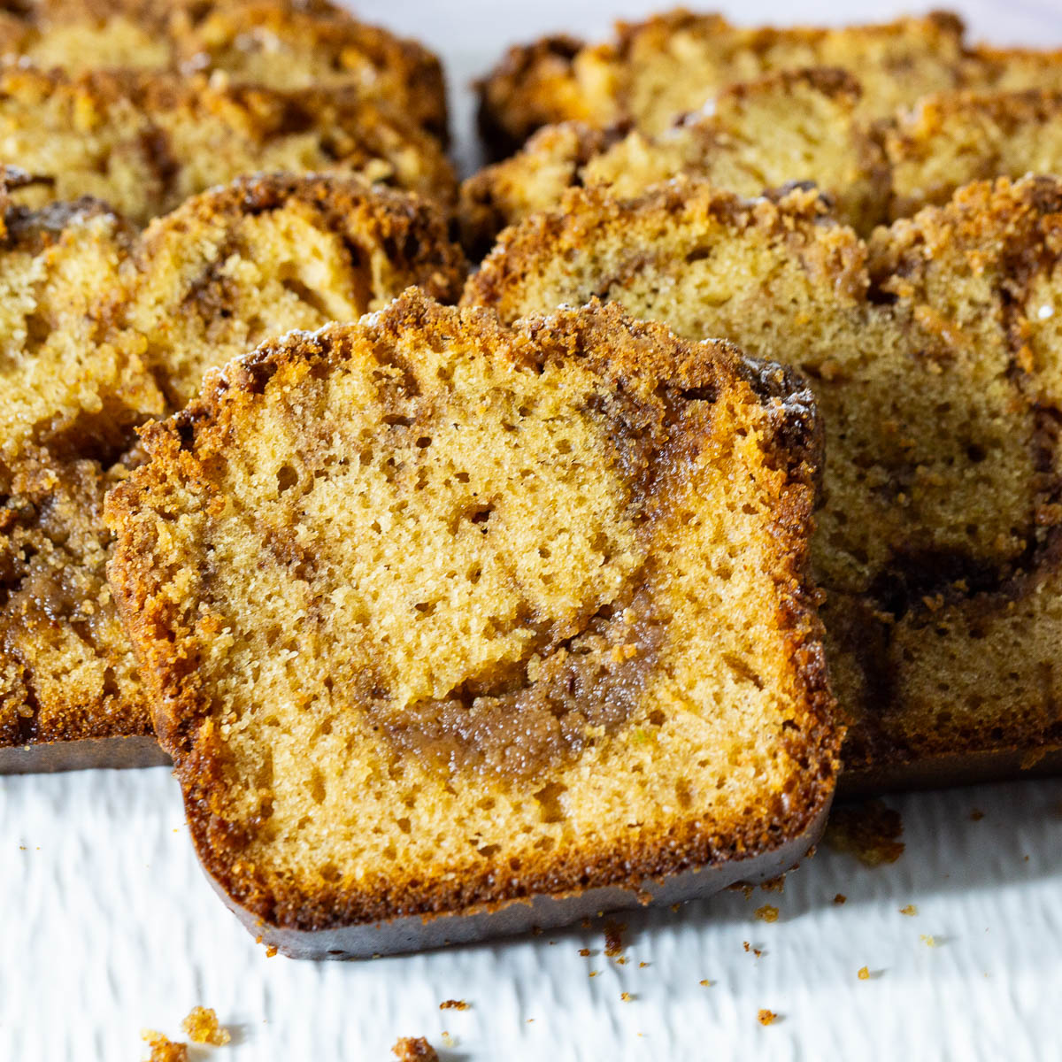 Slices of sour cream loaf cake.