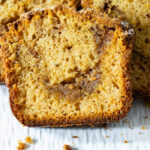 Slices of coffee cake with a crumble top.