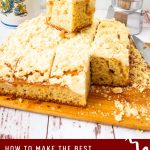 Pinterest image for sour cream coffee cake with crumble.