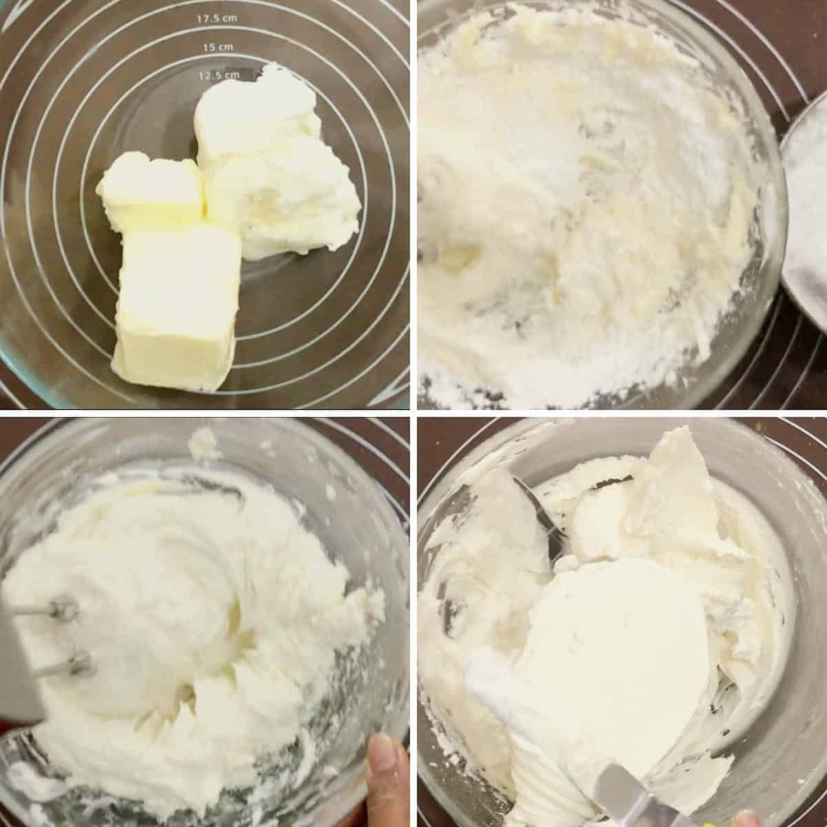 Progress pictures collage - buttercream frosting recipe