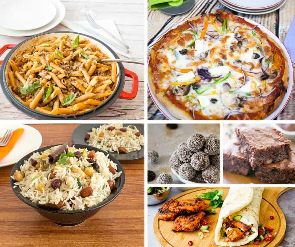 A collage of quick and easy recipes.